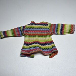 Vtg Fashion Doll Knit Sweater Multi-Colored Horizontal Stripe